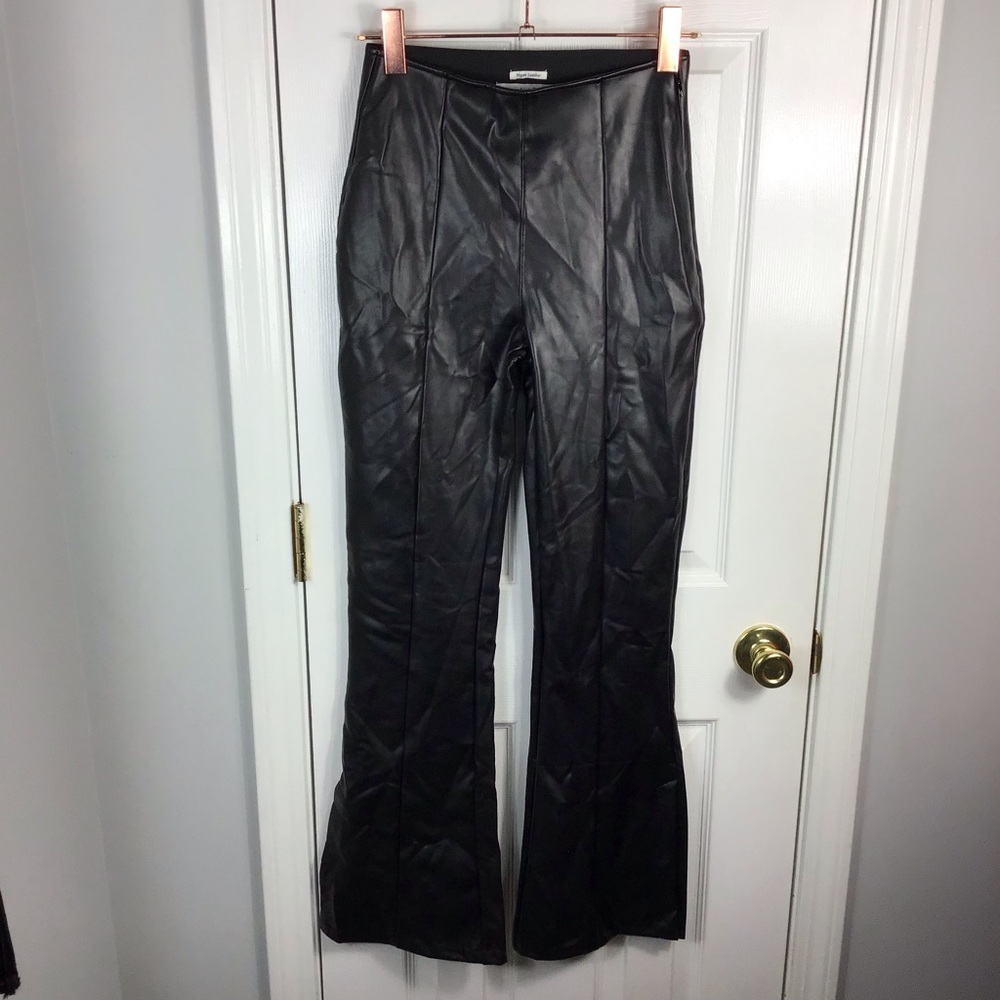 Abercrombie and Fitch Split Hem Vegan Leather Slim Flare Pant Black Size Small